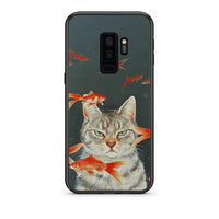 Thumbnail for samsung s9 plus Cat Goldfish θήκη από τη Smartfits με σχέδιο στο πίσω μέρος και μαύρο περίβλημα | Smartphone case with colorful back and black bezels by Smartfits