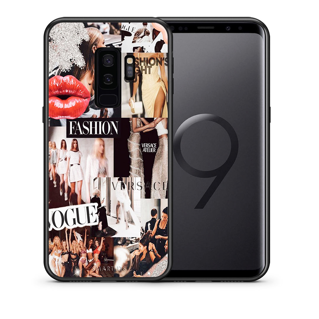 Θήκη Αγίου Βαλεντίνου Samsung S9 Plus Collage Fashion από τη Smartfits με σχέδιο στο πίσω μέρος και μαύρο περίβλημα | Samsung S9 Plus Collage Fashion case with colorful back and black bezels