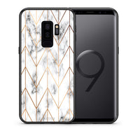 Thumbnail for Θήκη Samsung S9 Plus Gold Geometric Marble από τη Smartfits με σχέδιο στο πίσω μέρος και μαύρο περίβλημα | Samsung S9 Plus Gold Geometric Marble case with colorful back and black bezels