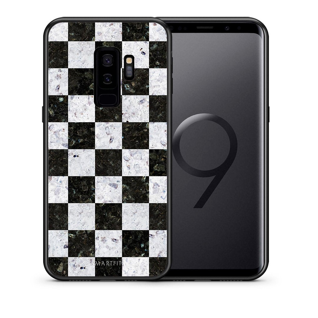 Θήκη Samsung S9 Plus Square Geometric Marble από τη Smartfits με σχέδιο στο πίσω μέρος και μαύρο περίβλημα | Samsung S9 Plus Square Geometric Marble case with colorful back and black bezels