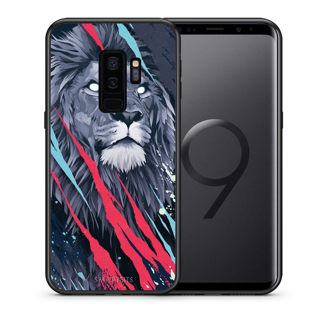 Θήκη Samsung S9 Plus Lion Designer PopArt από τη Smartfits με σχέδιο στο πίσω μέρος και μαύρο περίβλημα | Samsung S9 Plus Lion Designer PopArt case with colorful back and black bezels