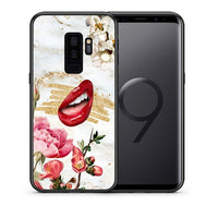 Thumbnail for Θήκη Samsung S9 Plus Red Lips από τη Smartfits με σχέδιο στο πίσω μέρος και μαύρο περίβλημα | Samsung S9 Plus Red Lips case with colorful back and black bezels