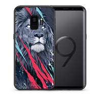 Thumbnail for Θήκη Samsung S9 Lion Designer PopArt από τη Smartfits με σχέδιο στο πίσω μέρος και μαύρο περίβλημα | Samsung S9 Lion Designer PopArt case with colorful back and black bezels