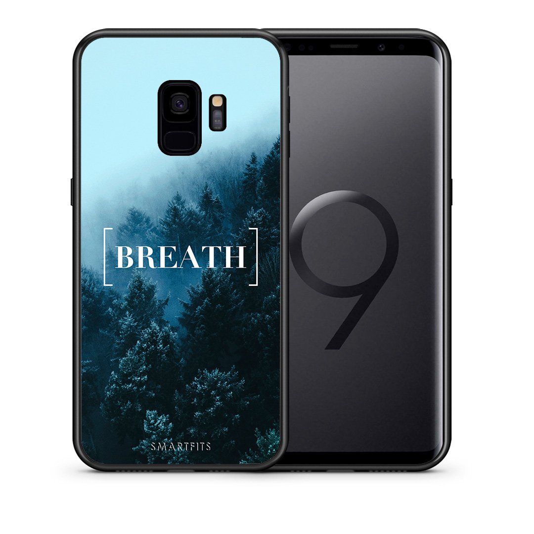 Θήκη Samsung S9 Breath Quote από τη Smartfits με σχέδιο στο πίσω μέρος και μαύρο περίβλημα | Samsung S9 Breath Quote case with colorful back and black bezels