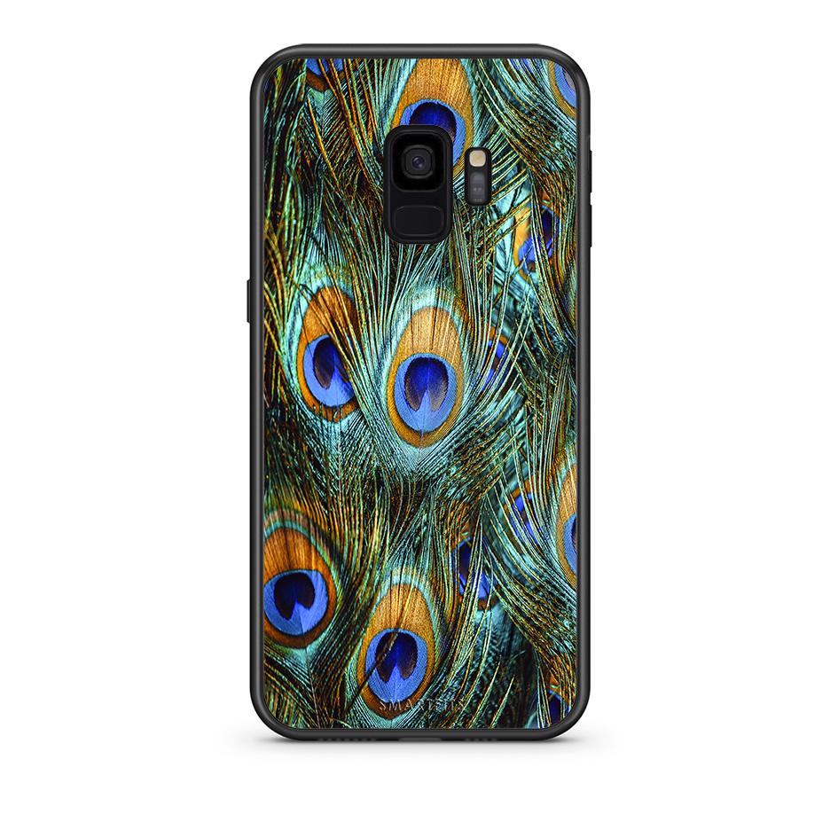 samsung s9 Real Peacock Feathers θήκη από τη Smartfits με σχέδιο στο πίσω μέρος και μαύρο περίβλημα | Smartphone case with colorful back and black bezels by Smartfits