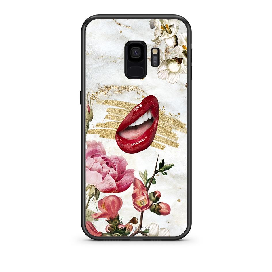 samsung s9 Red Lips θήκη από τη Smartfits με σχέδιο στο πίσω μέρος και μαύρο περίβλημα | Smartphone case with colorful back and black bezels by Smartfits