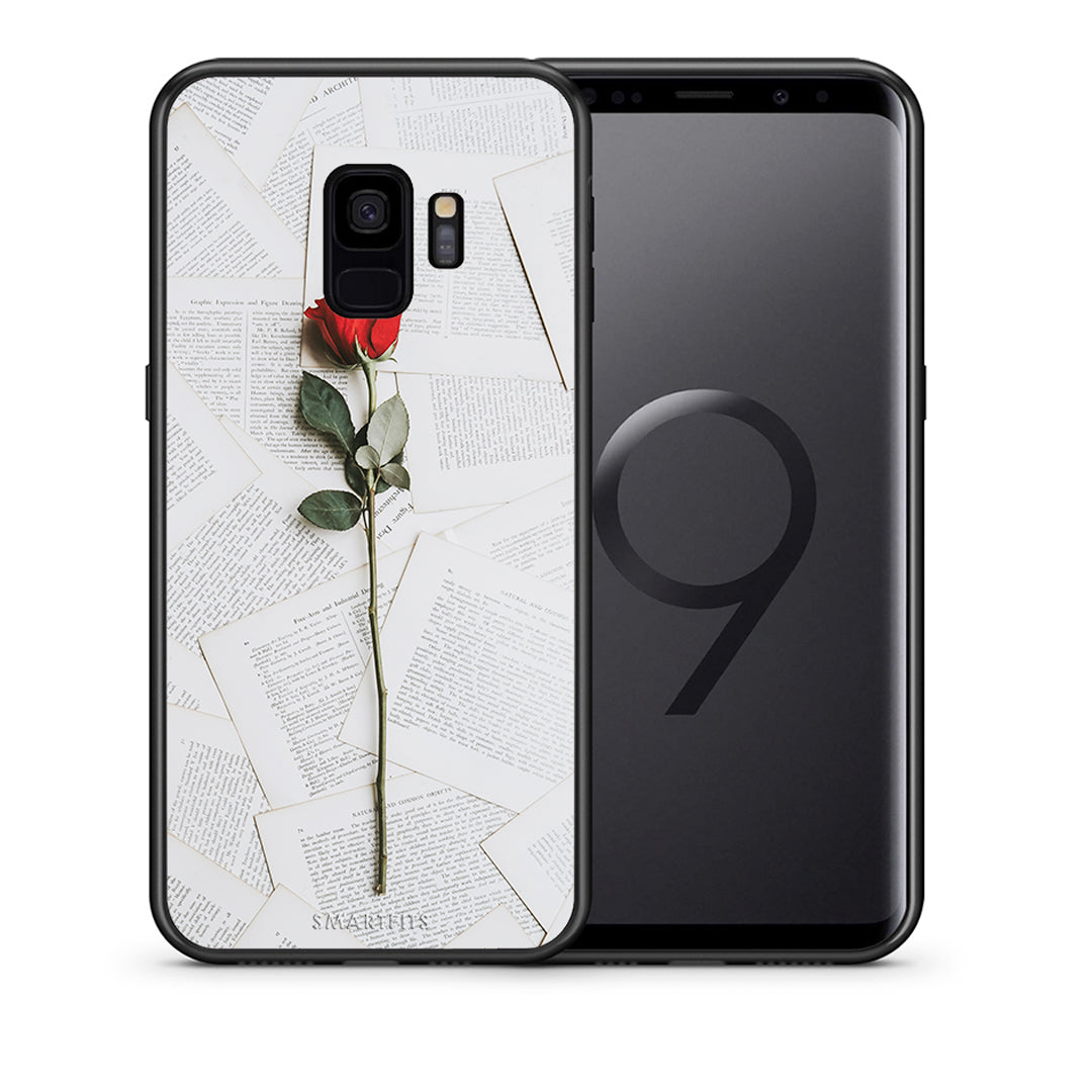 Θήκη Samsung S9 Red Rose από τη Smartfits με σχέδιο στο πίσω μέρος και μαύρο περίβλημα | Samsung S9 Red Rose case with colorful back and black bezels