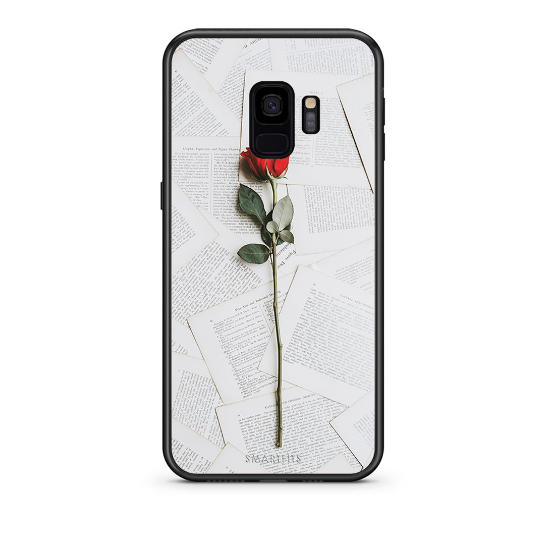 samsung s9 Red Rose θήκη από τη Smartfits με σχέδιο στο πίσω μέρος και μαύρο περίβλημα | Smartphone case with colorful back and black bezels by Smartfits