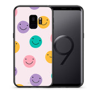 Thumbnail for Θήκη Samsung S9 Smiley Faces από τη Smartfits με σχέδιο στο πίσω μέρος και μαύρο περίβλημα | Samsung S9 Smiley Faces case with colorful back and black bezels