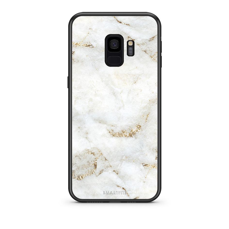 samsung s9 White Gold Marble θήκη από τη Smartfits με σχέδιο στο πίσω μέρος και μαύρο περίβλημα | Smartphone case with colorful back and black bezels by Smartfits