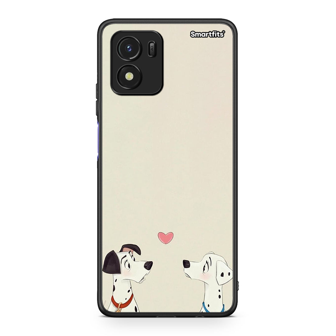 Vivo Y01 / Y15s Dalmatians Love θήκη από τη Smartfits με σχέδιο στο πίσω μέρος και μαύρο περίβλημα | Smartphone case with colorful back and black bezels by Smartfits