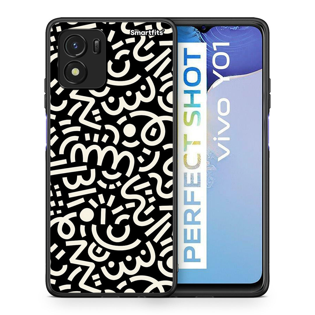 Θήκη Vivo Y01 / Y15s Doodle Art από τη Smartfits με σχέδιο στο πίσω μέρος και μαύρο περίβλημα | Vivo Y01 / Y15s Doodle Art case with colorful back and black bezels