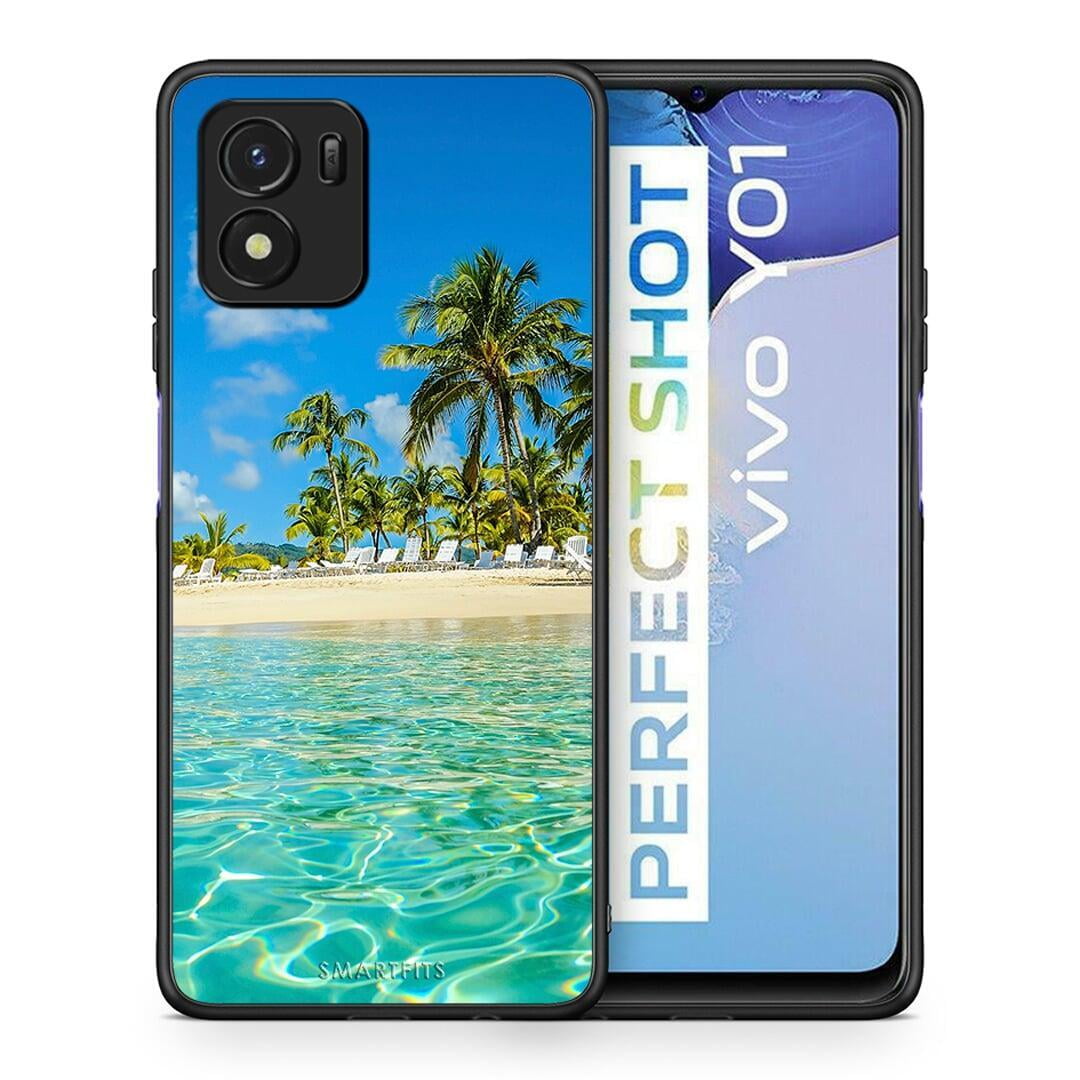 Θήκη Vivo Y01 / Y15s Tropical Vibes από τη Smartfits με σχέδιο στο πίσω μέρος και μαύρο περίβλημα | Vivo Y01 / Y15s Tropical Vibes case with colorful back and black bezels