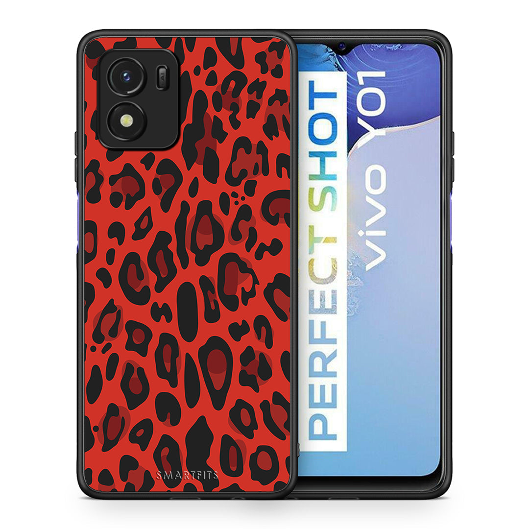 Θήκη Vivo Y01 / Y15s Red Leopard Animal από τη Smartfits με σχέδιο στο πίσω μέρος και μαύρο περίβλημα | Vivo Y01 / Y15s Red Leopard Animal case with colorful back and black bezels