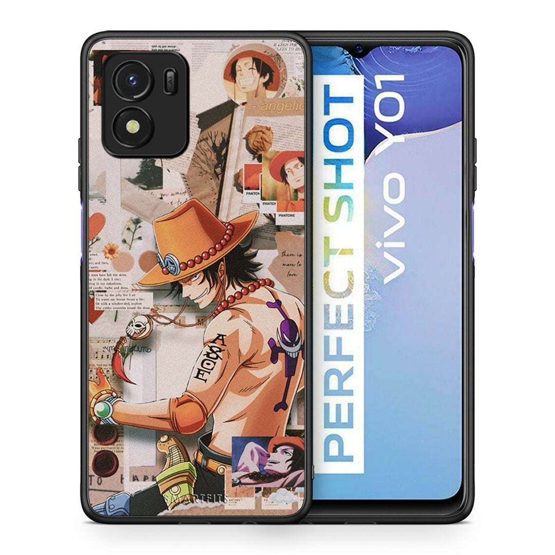 Θήκη Vivo Y01 / Y15s Anime Collage από τη Smartfits με σχέδιο στο πίσω μέρος και μαύρο περίβλημα | Vivo Y01 / Y15s Anime Collage case with colorful back and black bezels