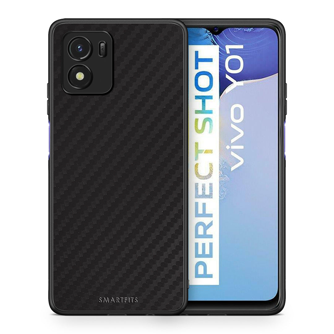 Θήκη Vivo Y01 / Y15s Black Carbon από τη Smartfits με σχέδιο στο πίσω μέρος και μαύρο περίβλημα | Vivo Y01 / Y15s Black Carbon case with colorful back and black bezels