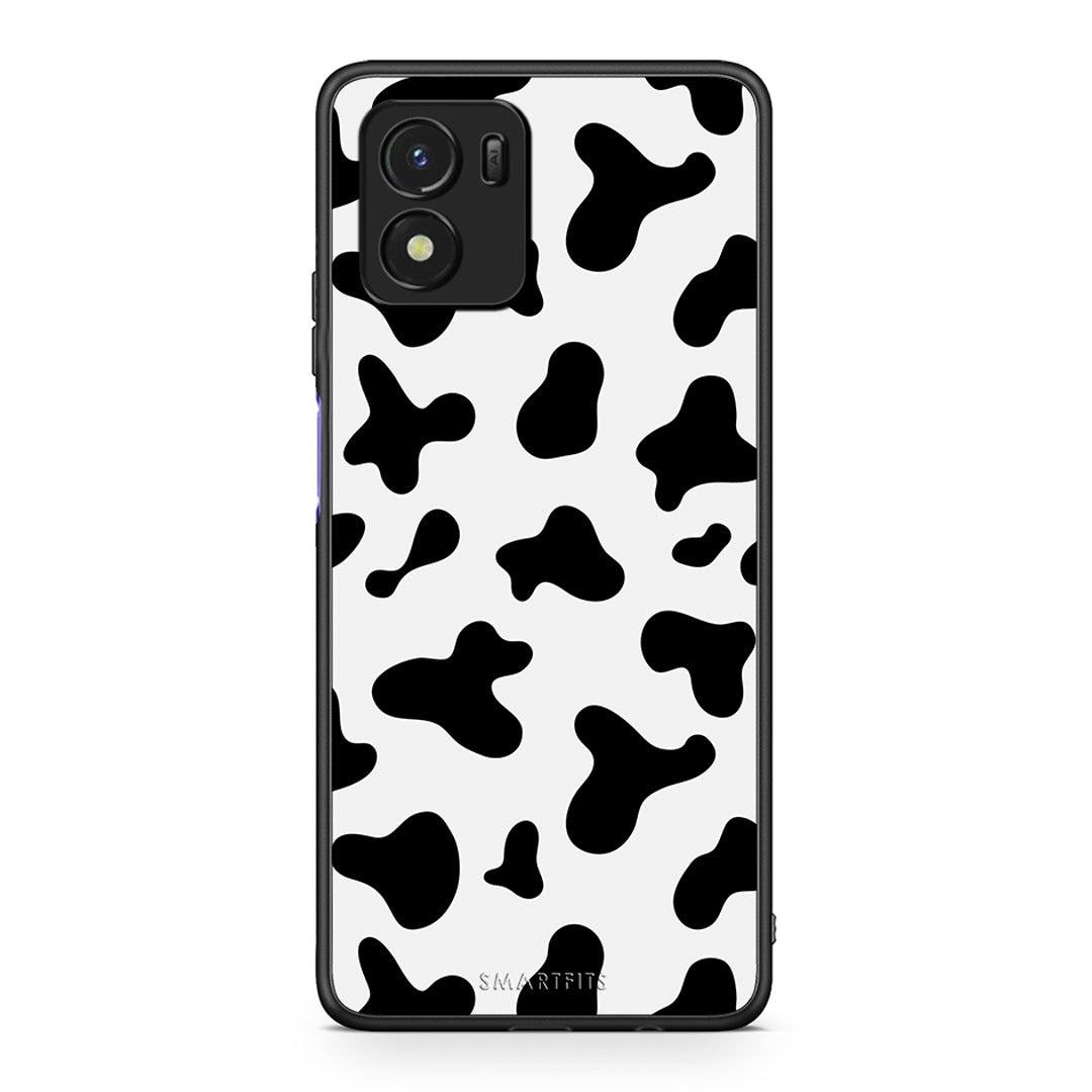 Vivo Y01 / Y15s Cow Print θήκη από τη Smartfits με σχέδιο στο πίσω μέρος και μαύρο περίβλημα | Smartphone case with colorful back and black bezels by Smartfits