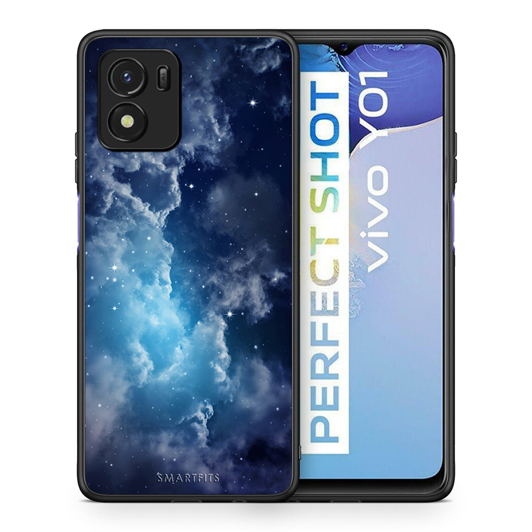 Θήκη Vivo Y01 / Y15s Blue Sky Galaxy από τη Smartfits με σχέδιο στο πίσω μέρος και μαύρο περίβλημα | Vivo Y01 / Y15s Blue Sky Galaxy case with colorful back and black bezels