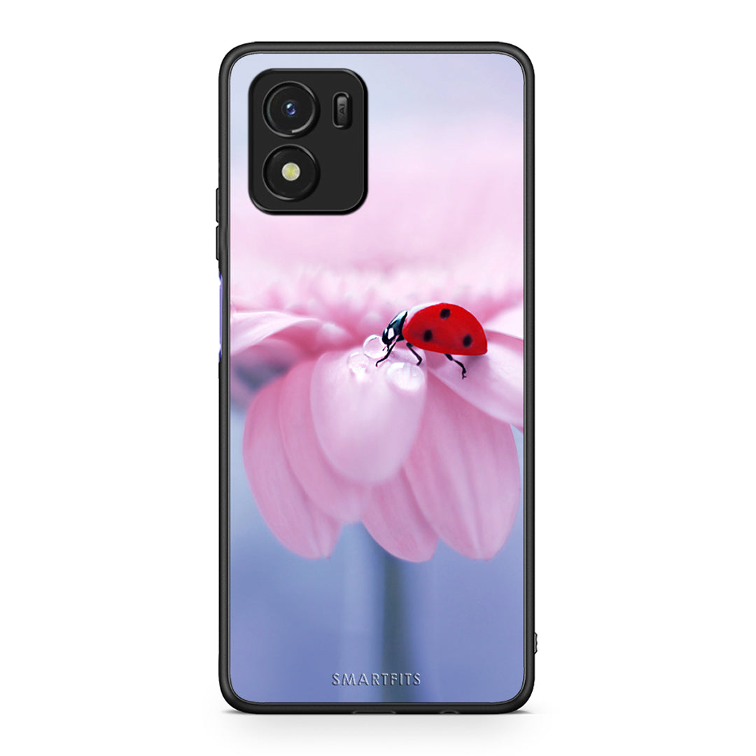 Vivo Y01 / Y15s Ladybug Flower θήκη από τη Smartfits με σχέδιο στο πίσω μέρος και μαύρο περίβλημα | Smartphone case with colorful back and black bezels by Smartfits