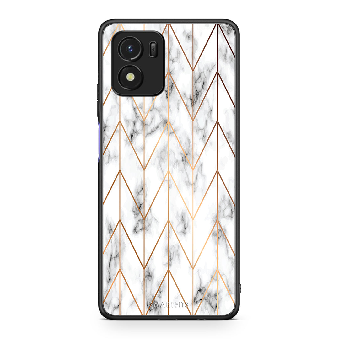 44 - Vivo Y01 / Y15s Gold Geometric Marble case, cover, bumper