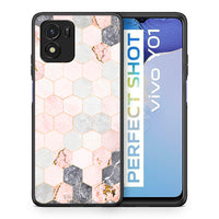 Thumbnail for Θήκη Vivo Y01 / Y15s Hexagon Pink Marble από τη Smartfits με σχέδιο στο πίσω μέρος και μαύρο περίβλημα | Vivo Y01 / Y15s Hexagon Pink Marble case with colorful back and black bezels