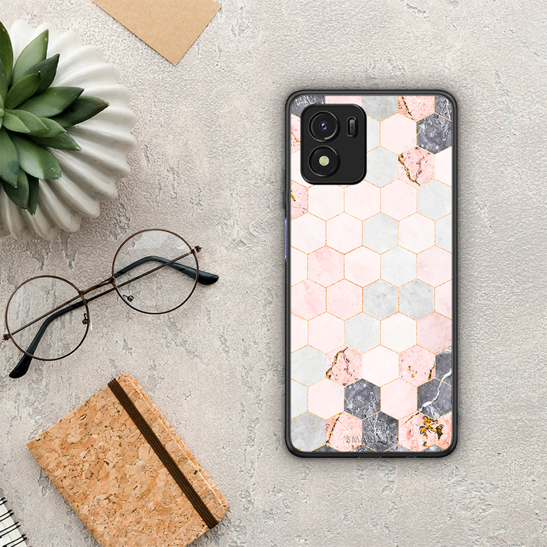 Marble Hexagon Pink - Vivo Y01 / Y15s θήκη