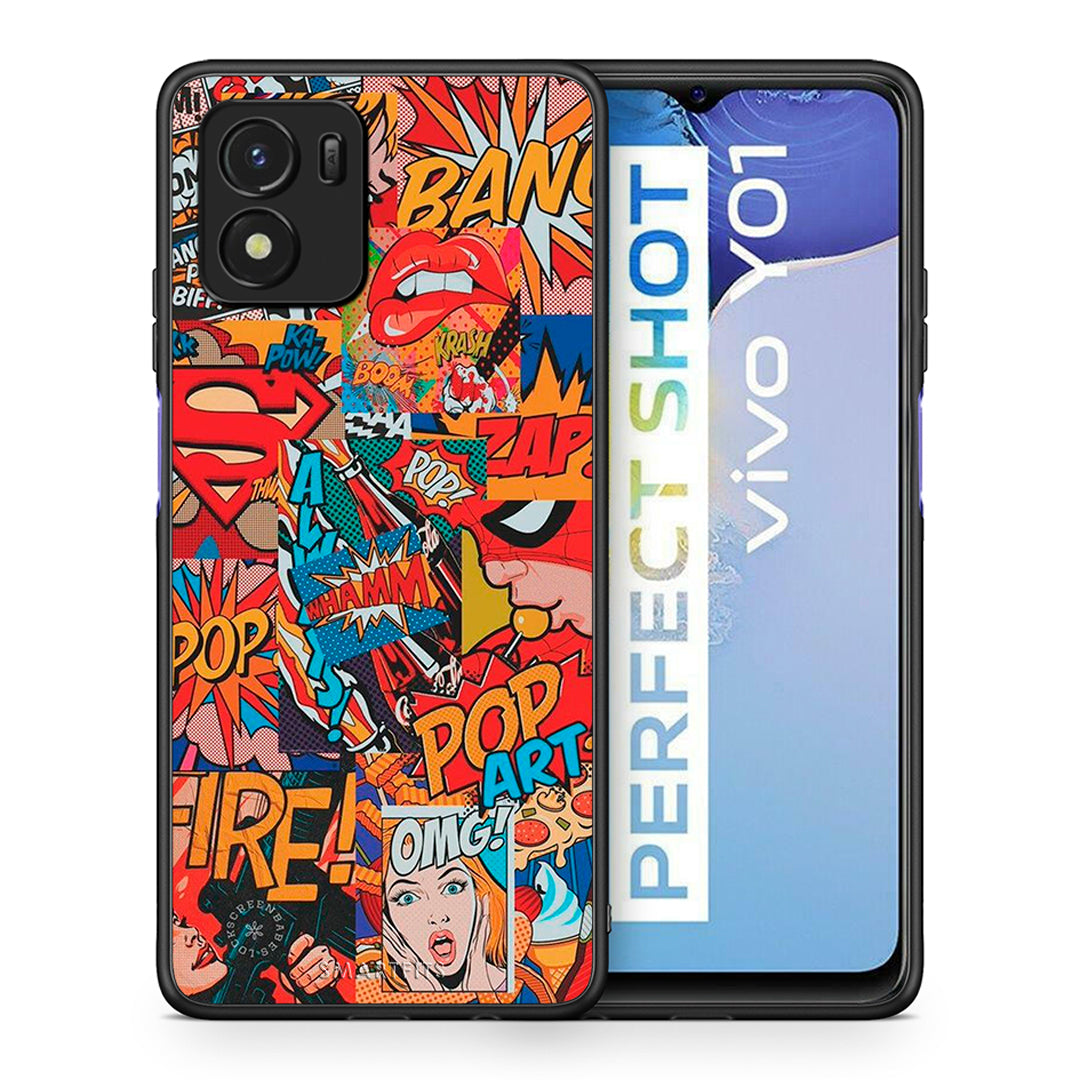 Θήκη Vivo Y01 / Y15s PopArt OMG από τη Smartfits με σχέδιο στο πίσω μέρος και μαύρο περίβλημα | Vivo Y01 / Y15s PopArt OMG case with colorful back and black bezels