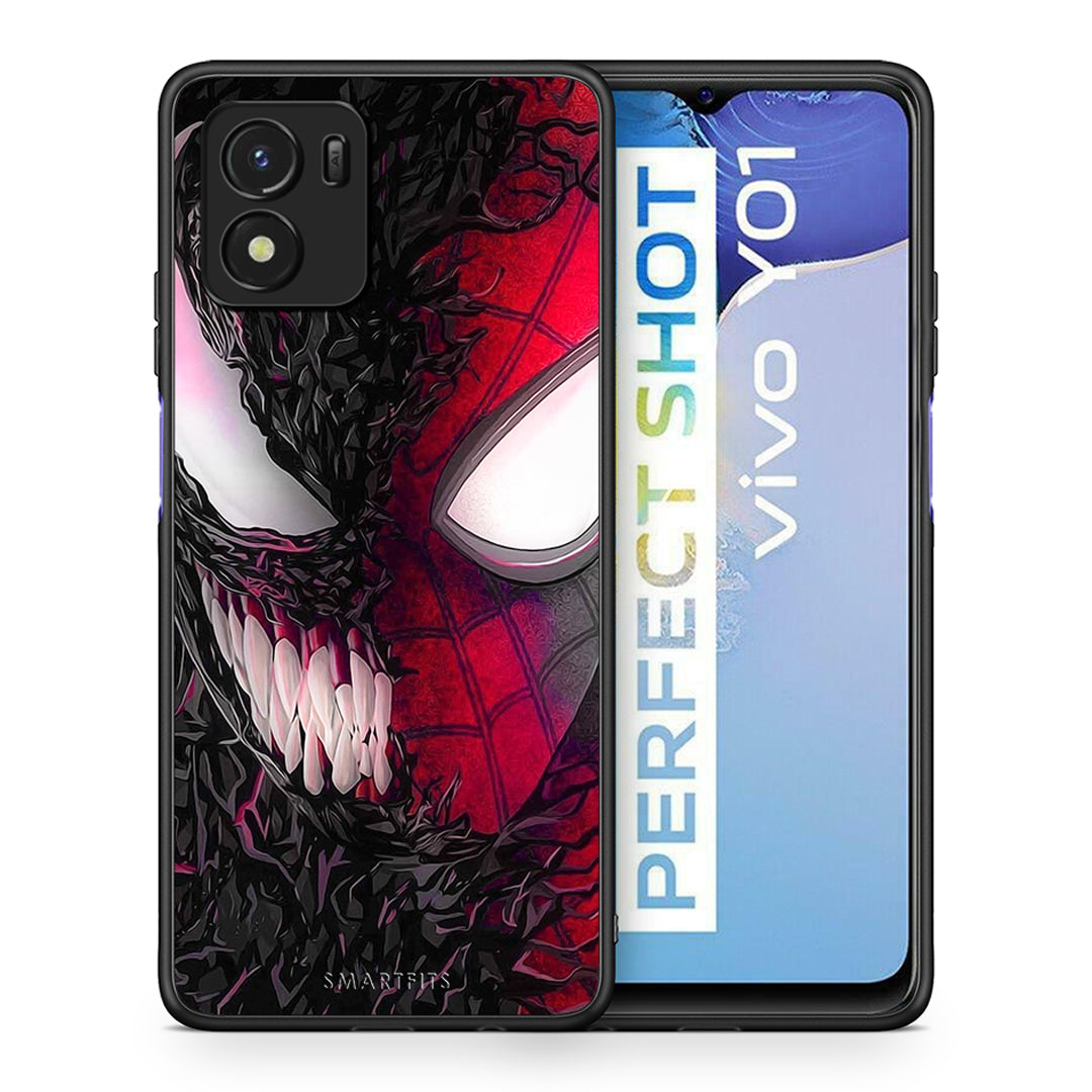 Θήκη Vivo Y01 / Y15s SpiderVenom PopArt από τη Smartfits με σχέδιο στο πίσω μέρος και μαύρο περίβλημα | Vivo Y01 / Y15s SpiderVenom PopArt case with colorful back and black bezels