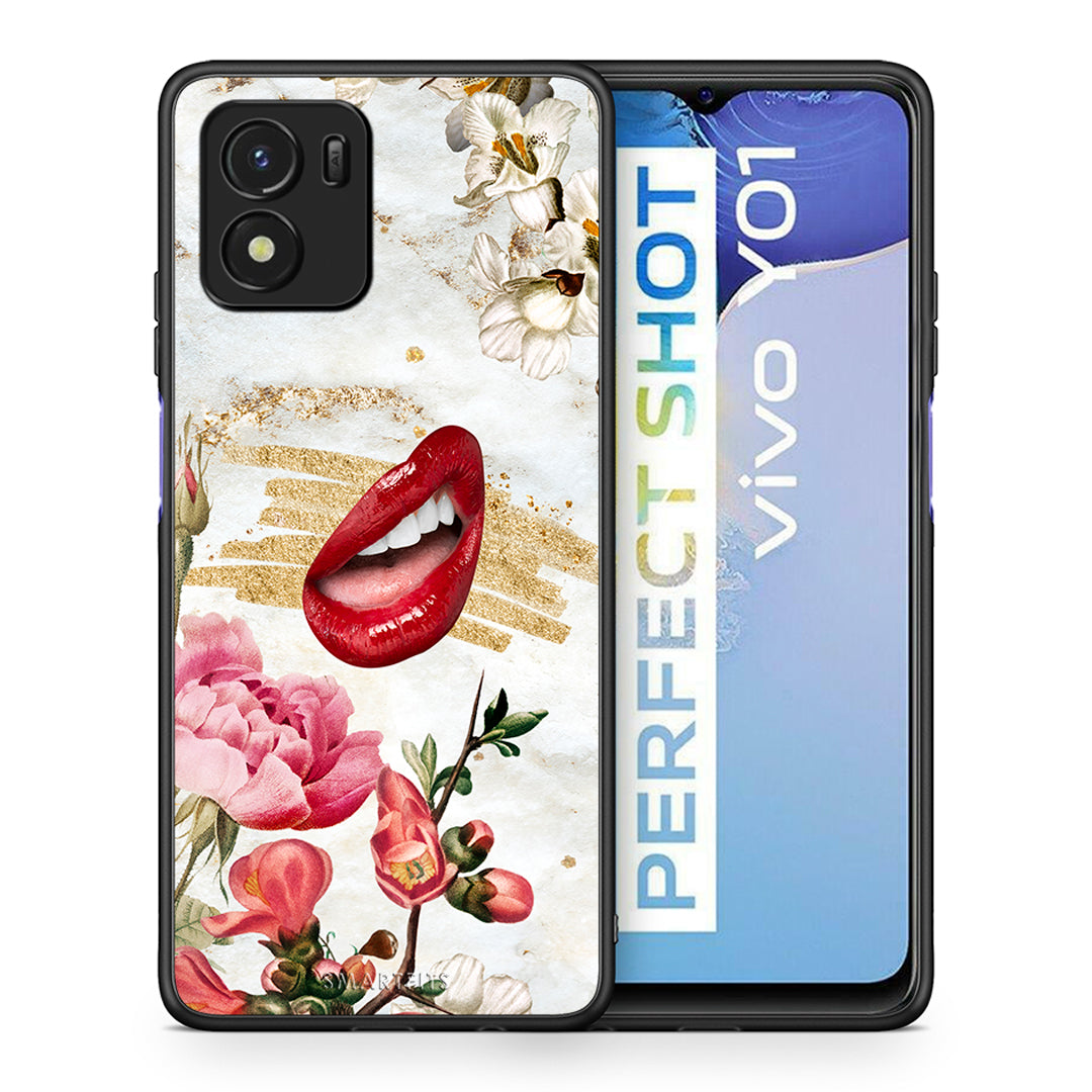 Θήκη Vivo Y01 / Y15s Red Lips από τη Smartfits με σχέδιο στο πίσω μέρος και μαύρο περίβλημα | Vivo Y01 / Y15s Red Lips case with colorful back and black bezels