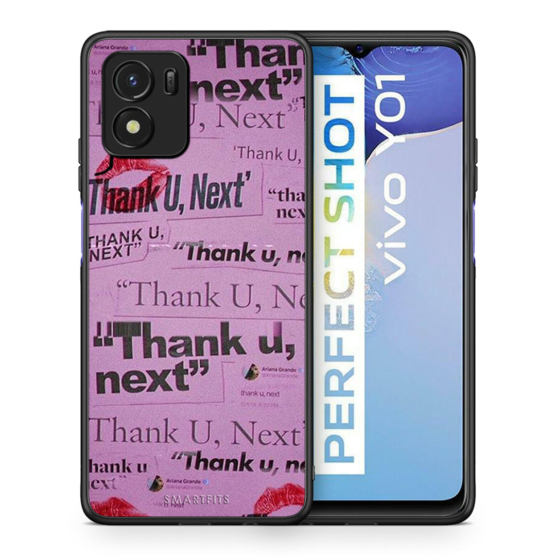 Θήκη Αγίου Βαλεντίνου Vivo Y01 / Y15s Thank You Next από τη Smartfits με σχέδιο στο πίσω μέρος και μαύρο περίβλημα | Vivo Y01 / Y15s Thank You Next case with colorful back and black bezels