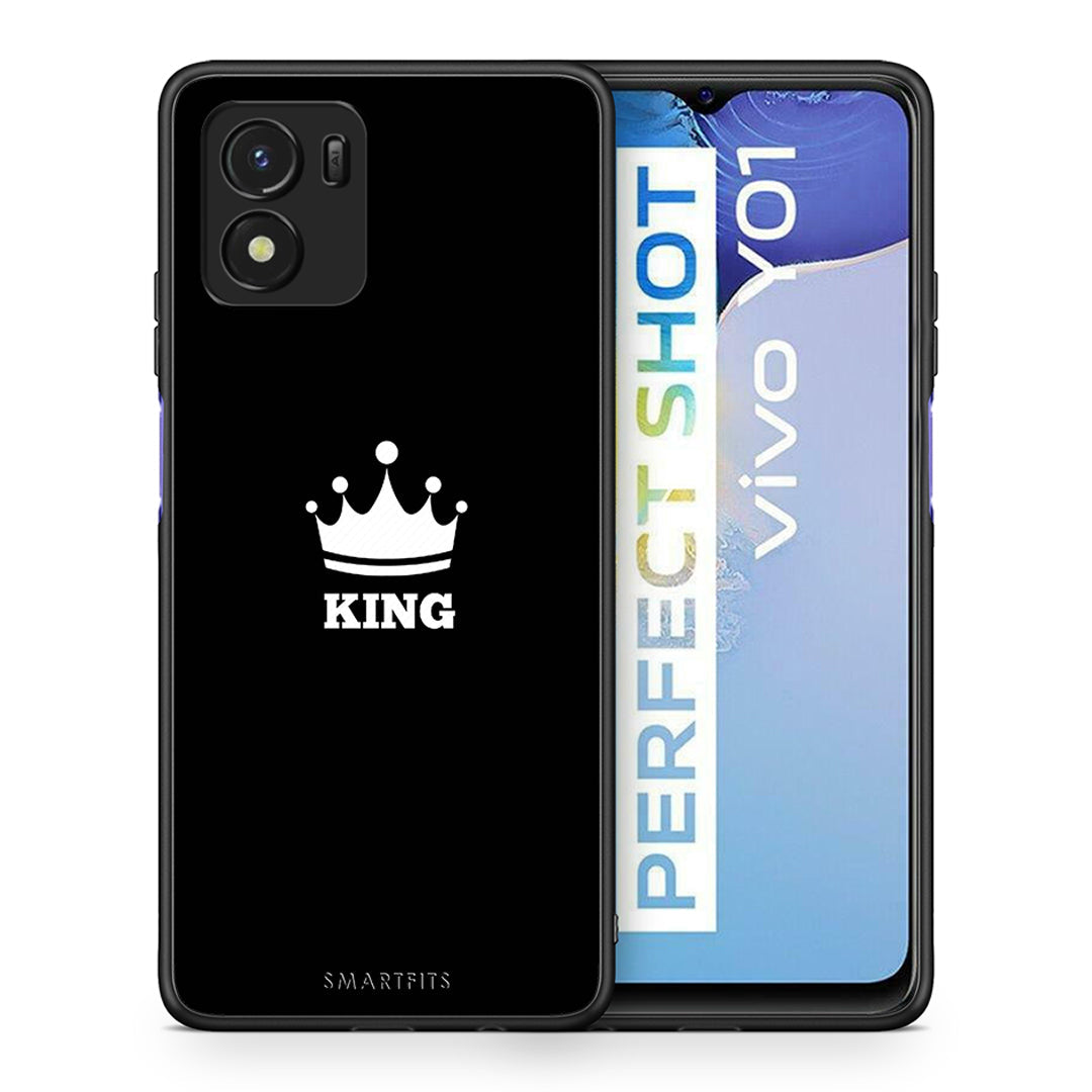 Θήκη Vivo Y01 / Y15s King Valentine από τη Smartfits με σχέδιο στο πίσω μέρος και μαύρο περίβλημα | Vivo Y01 / Y15s King Valentine case with colorful back and black bezels