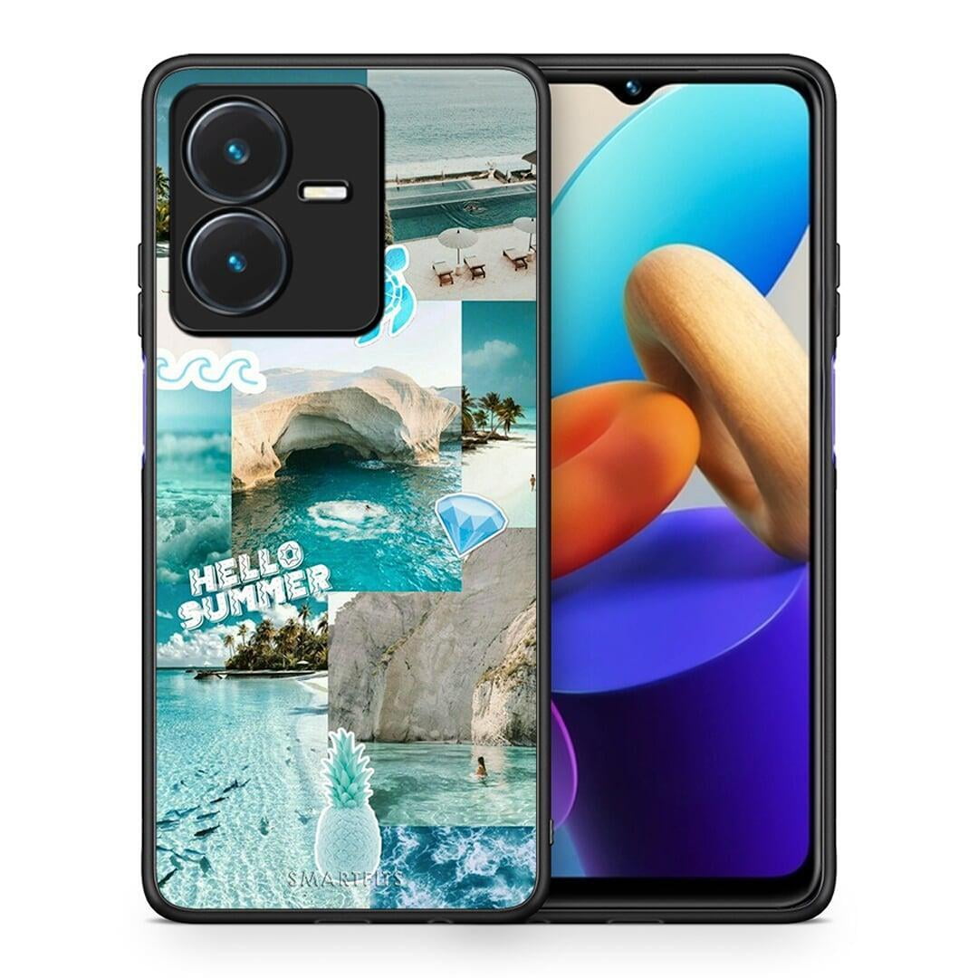 Θήκη Vivo Y22s Aesthetic Summer από τη Smartfits με σχέδιο στο πίσω μέρος και μαύρο περίβλημα | Vivo Y22s Aesthetic Summer case with colorful back and black bezels