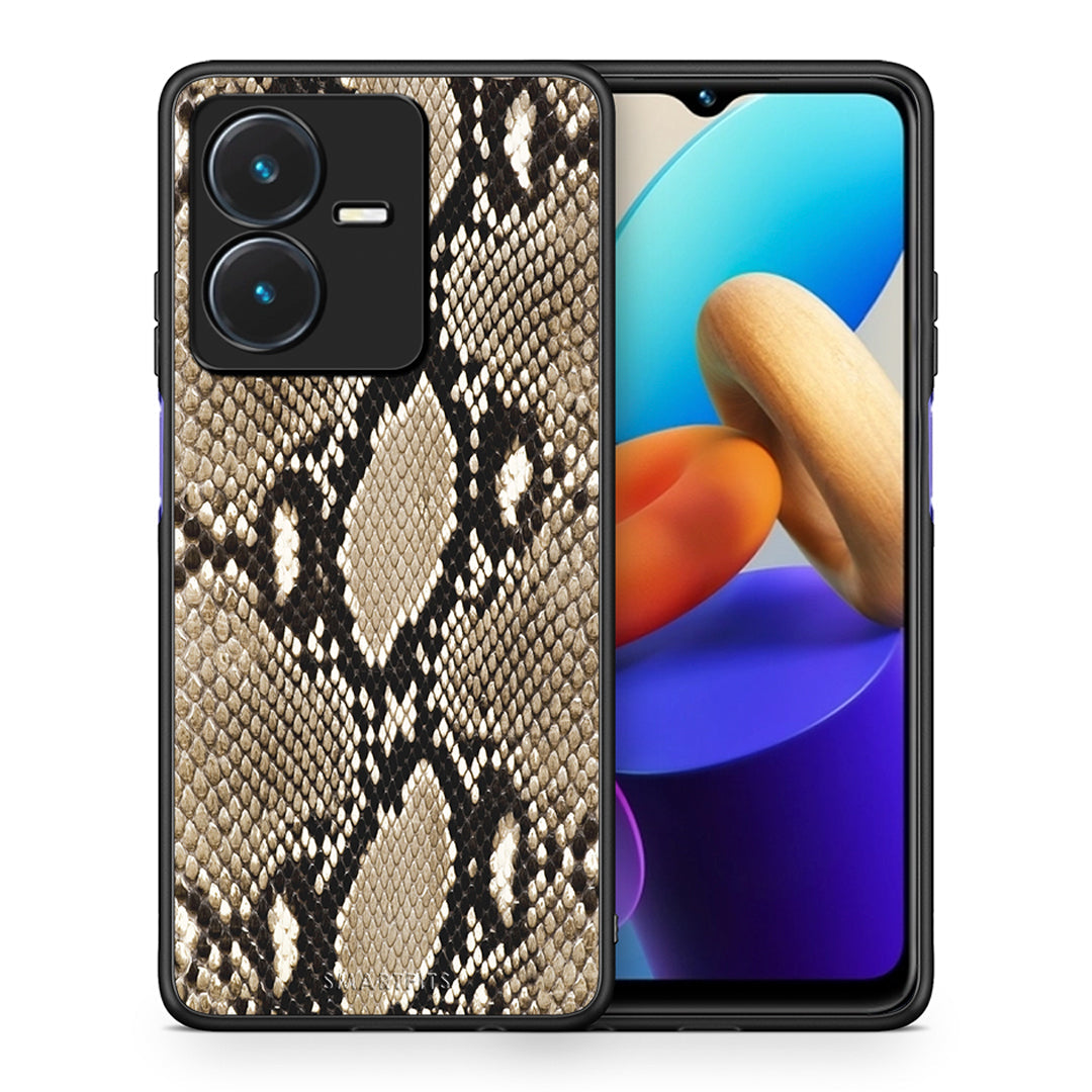 Θήκη Vivo Y22s Fashion Snake Animal από τη Smartfits με σχέδιο στο πίσω μέρος και μαύρο περίβλημα | Vivo Y22s Fashion Snake Animal case with colorful back and black bezels