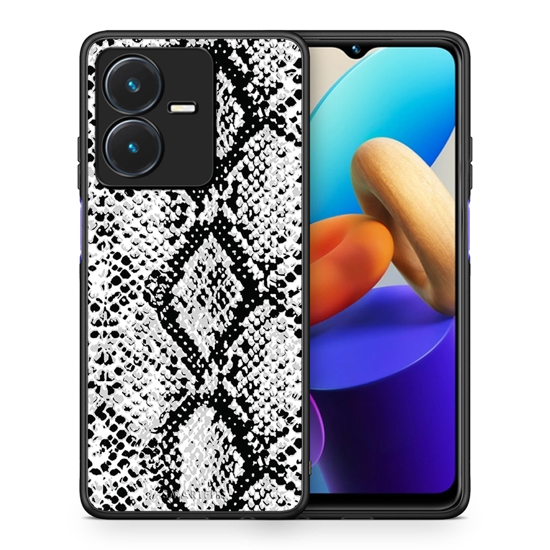 Θήκη Vivo Y22s White Snake Animal από τη Smartfits με σχέδιο στο πίσω μέρος και μαύρο περίβλημα | Vivo Y22s White Snake Animal case with colorful back and black bezels