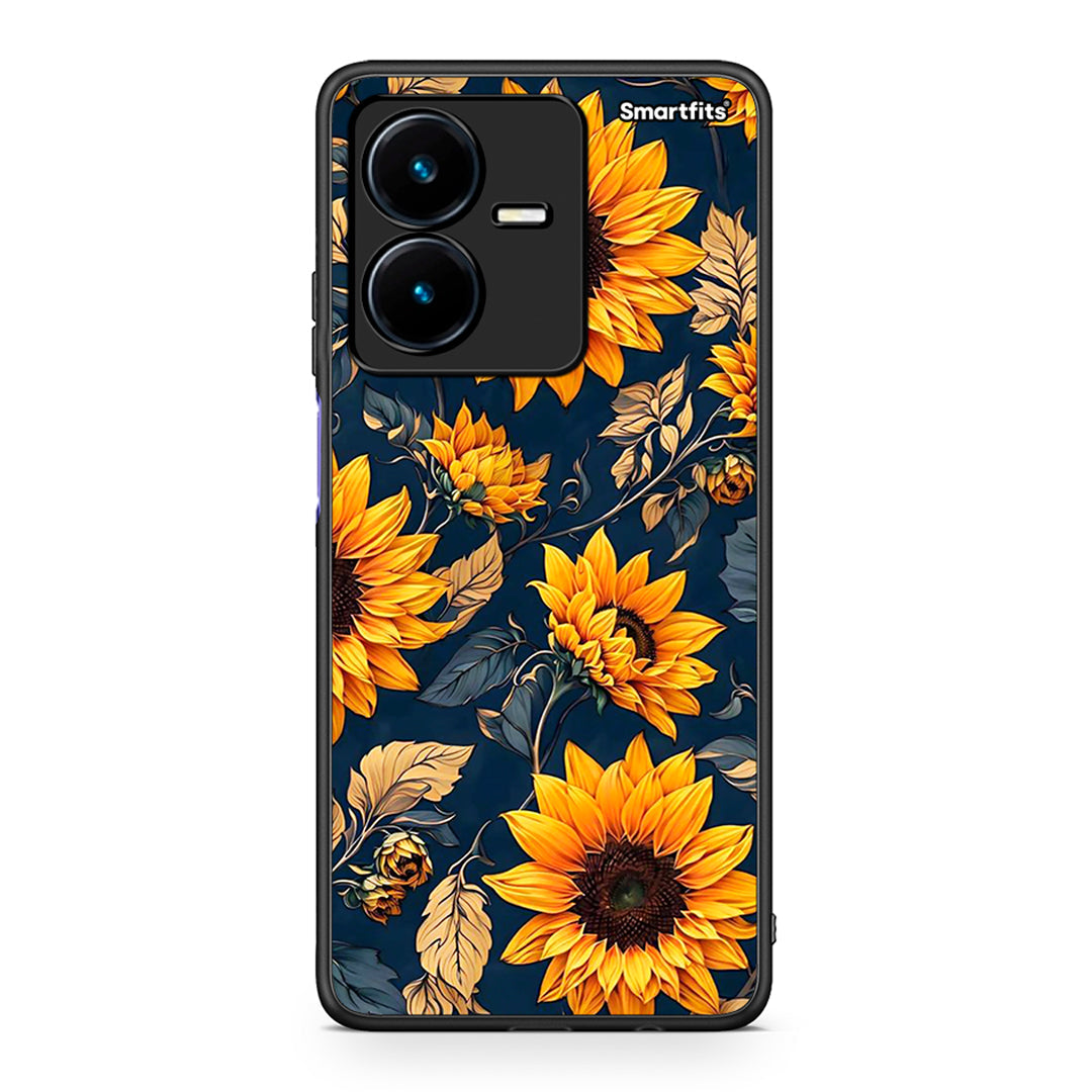 Vivo Y22s Autumn Sunflowers θήκη από τη Smartfits με σχέδιο στο πίσω μέρος και μαύρο περίβλημα | Smartphone case with colorful back and black bezels by Smartfits