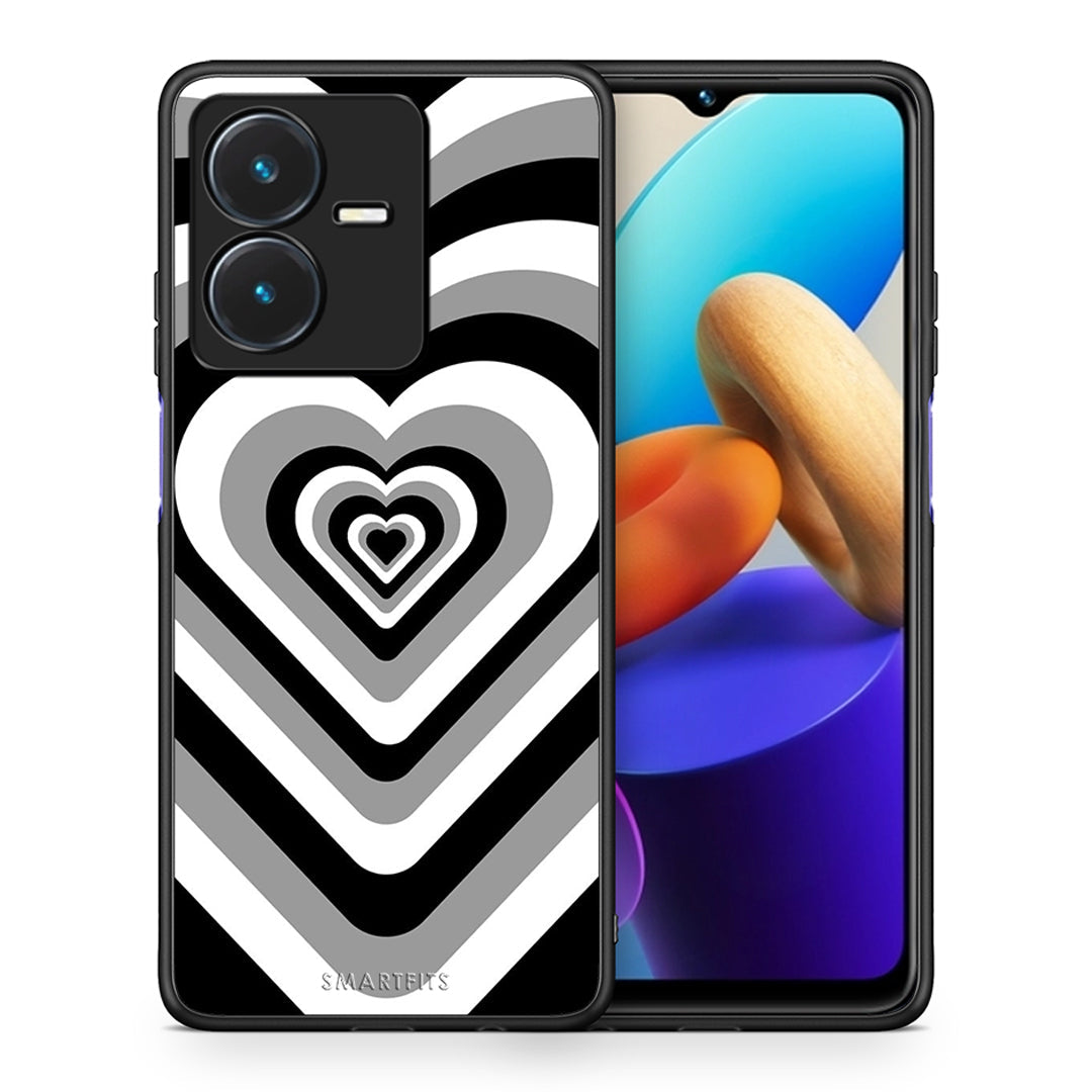 Θήκη Vivo Y22s Black Hearts από τη Smartfits με σχέδιο στο πίσω μέρος και μαύρο περίβλημα | Vivo Y22s Black Hearts case with colorful back and black bezels