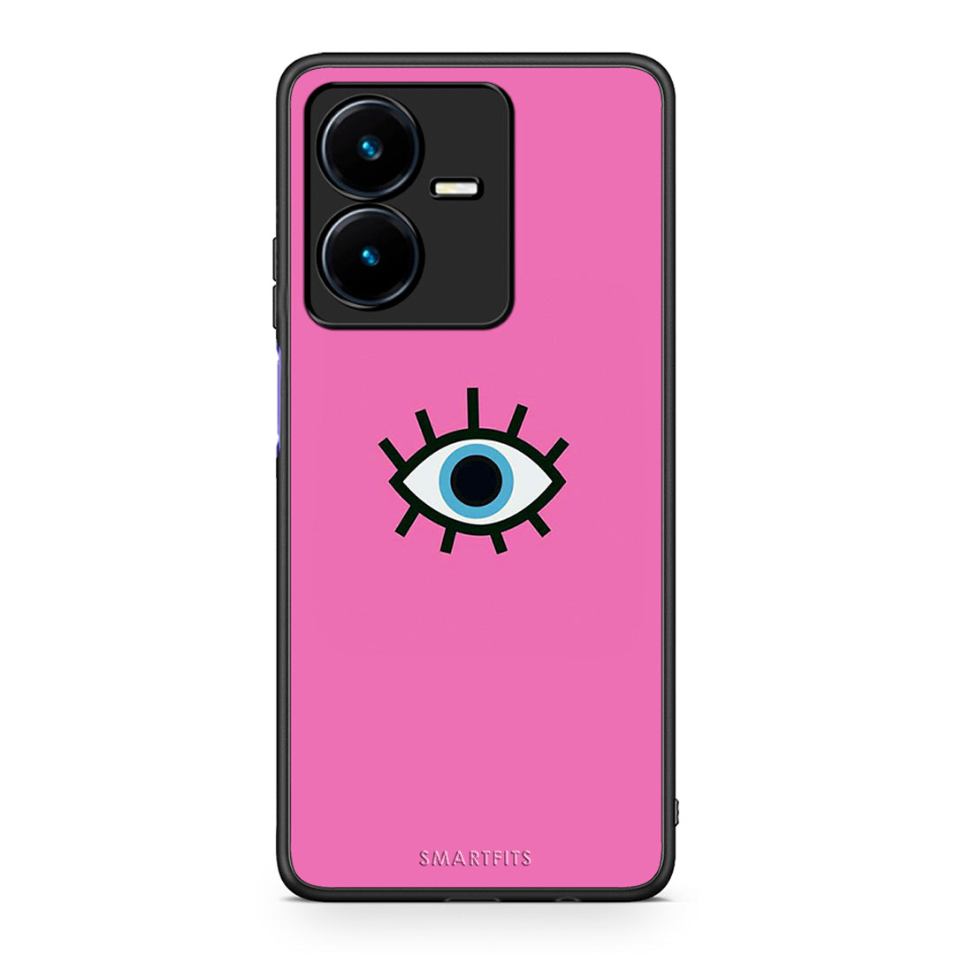 Vivo Y22s Blue Eye Pink θήκη από τη Smartfits με σχέδιο στο πίσω μέρος και μαύρο περίβλημα | Smartphone case with colorful back and black bezels by Smartfits