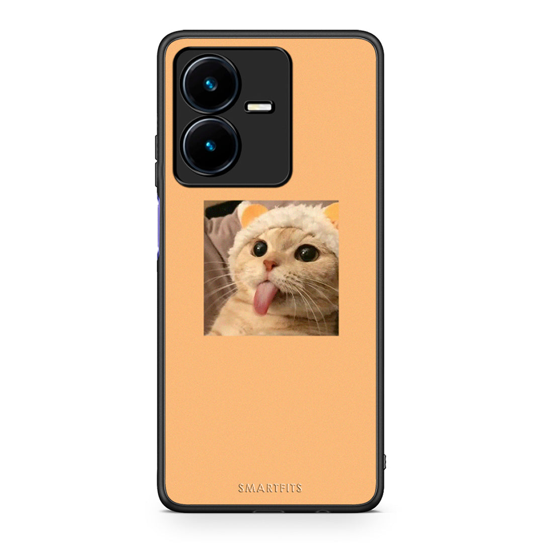 Vivo Y22s Cat Tongue θήκη από τη Smartfits με σχέδιο στο πίσω μέρος και μαύρο περίβλημα | Smartphone case with colorful back and black bezels by Smartfits