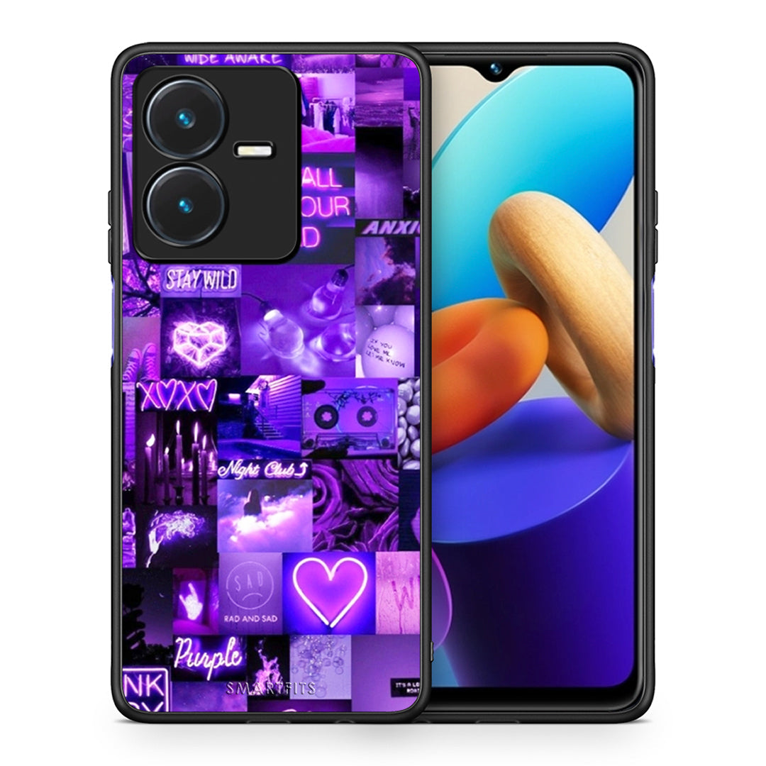 Θήκη Αγίου Βαλεντίνου Vivo Y22s Collage Stay Wild από τη Smartfits με σχέδιο στο πίσω μέρος και μαύρο περίβλημα | Vivo Y22s Collage Stay Wild case with colorful back and black bezels