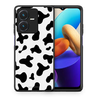 Thumbnail for Θήκη Vivo Y22s Cow Print από τη Smartfits με σχέδιο στο πίσω μέρος και μαύρο περίβλημα | Vivo Y22s Cow Print case with colorful back and black bezels