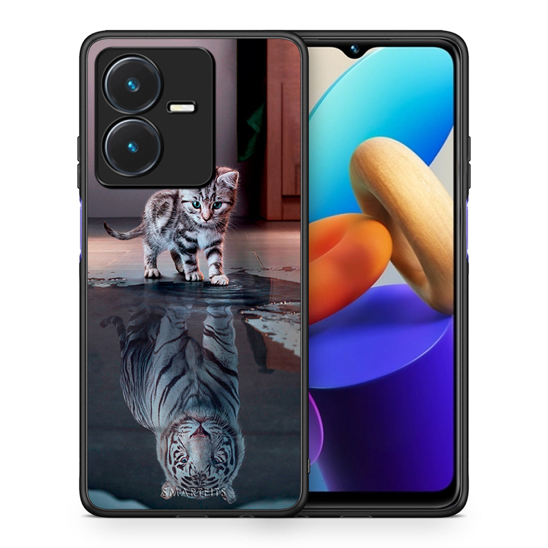 Θήκη Vivo Y22s Tiger Cute από τη Smartfits με σχέδιο στο πίσω μέρος και μαύρο περίβλημα | Vivo Y22s Tiger Cute case with colorful back and black bezels