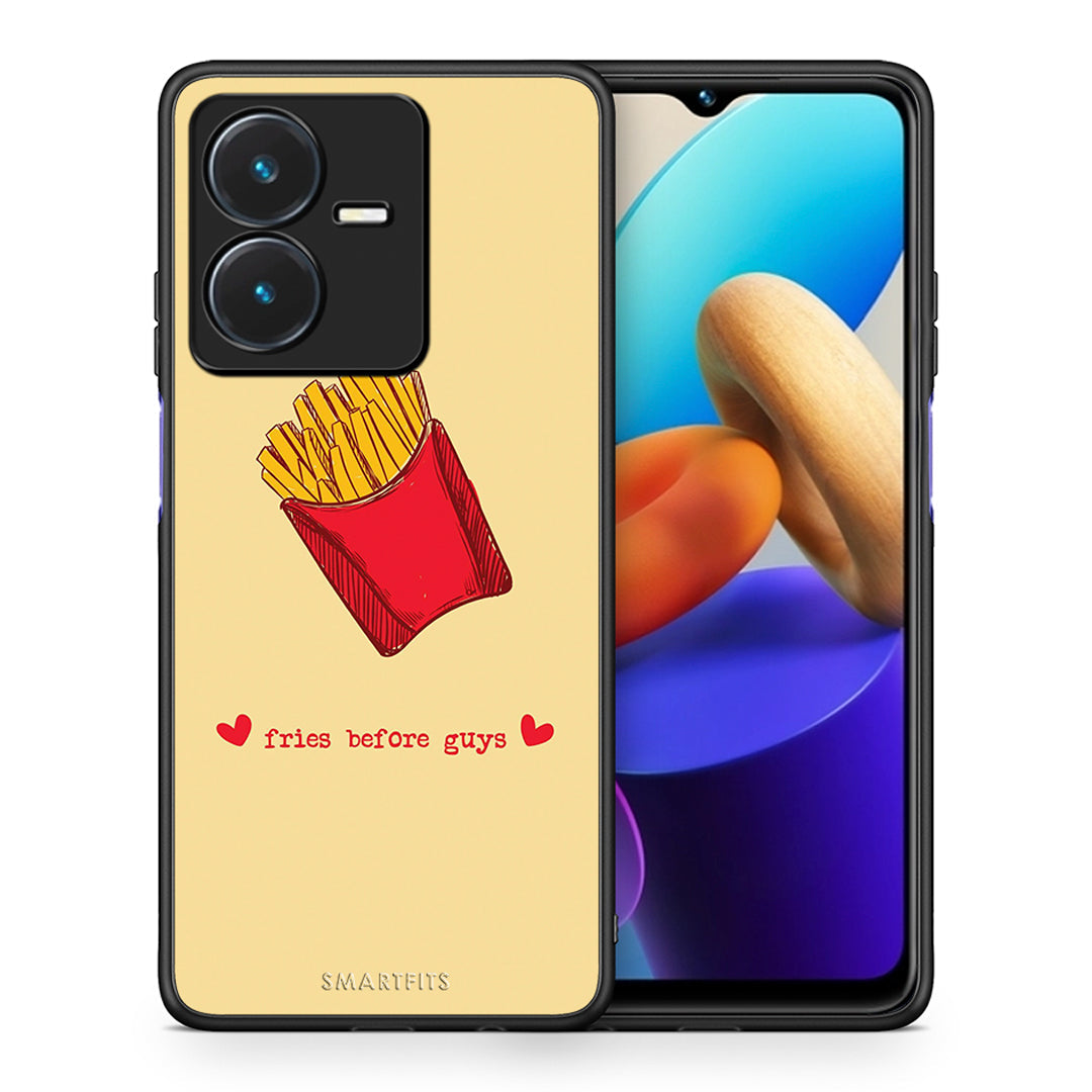 Θήκη Αγίου Βαλεντίνου Vivo Y22s Fries Before Guys από τη Smartfits με σχέδιο στο πίσω μέρος και μαύρο περίβλημα | Vivo Y22s Fries Before Guys case with colorful back and black bezels