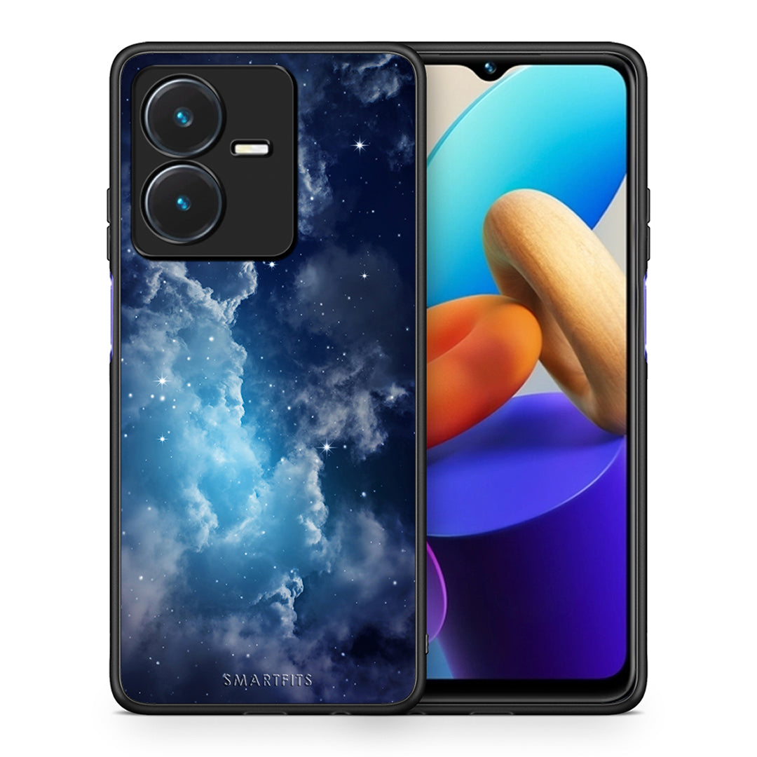 Θήκη Vivo Y22s Blue Sky Galaxy από τη Smartfits με σχέδιο στο πίσω μέρος και μαύρο περίβλημα | Vivo Y22s Blue Sky Galaxy case with colorful back and black bezels