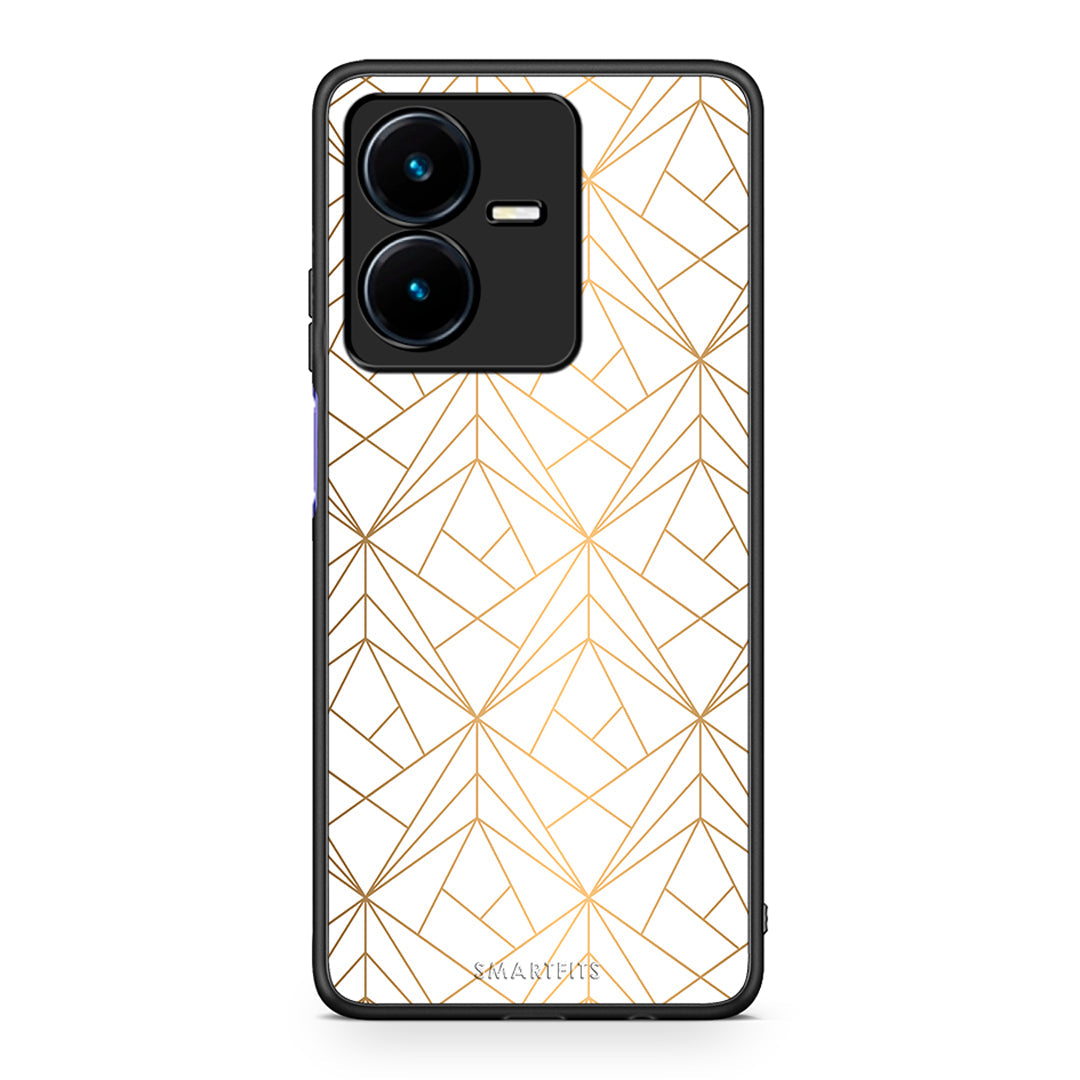 111 - Vivo Y22s Luxury White Geometric case, cover, bumper