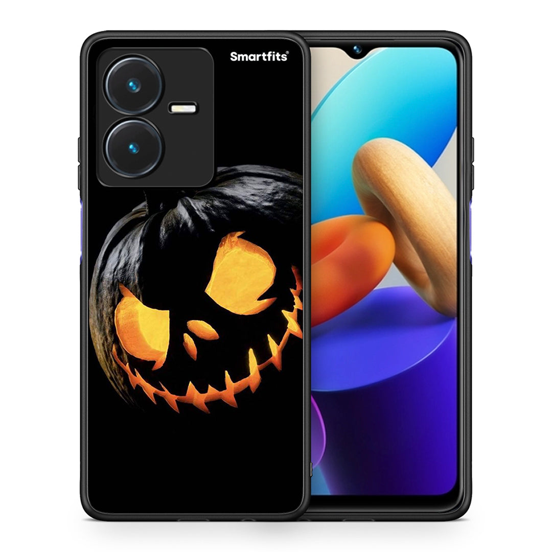 Θήκη Vivo Y22s Halloween Scary Pumpkin από τη Smartfits με σχέδιο στο πίσω μέρος και μαύρο περίβλημα | Vivo Y22s Halloween Scary Pumpkin case with colorful back and black bezels