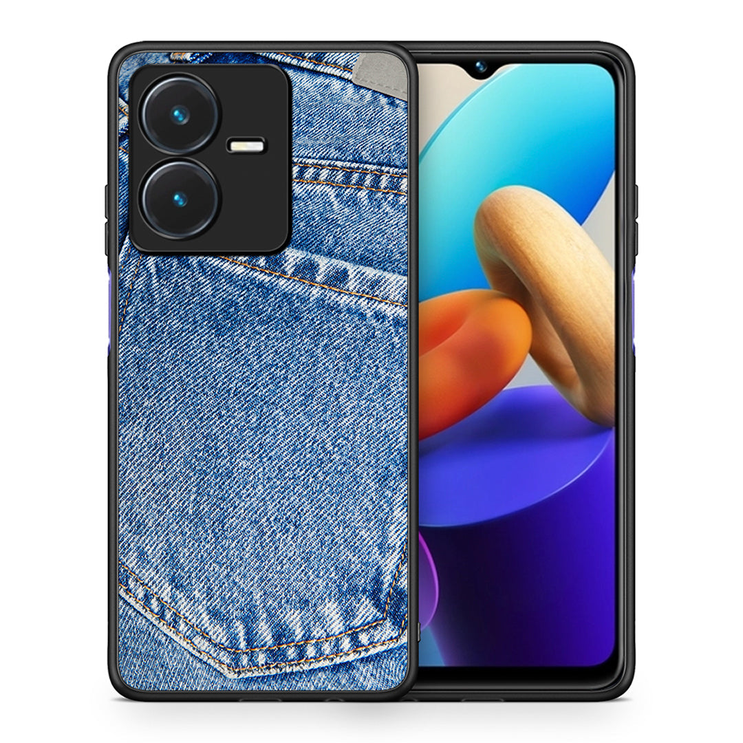 Θήκη Vivo Y22s Jeans Pocket από τη Smartfits με σχέδιο στο πίσω μέρος και μαύρο περίβλημα | Vivo Y22s Jeans Pocket case with colorful back and black bezels