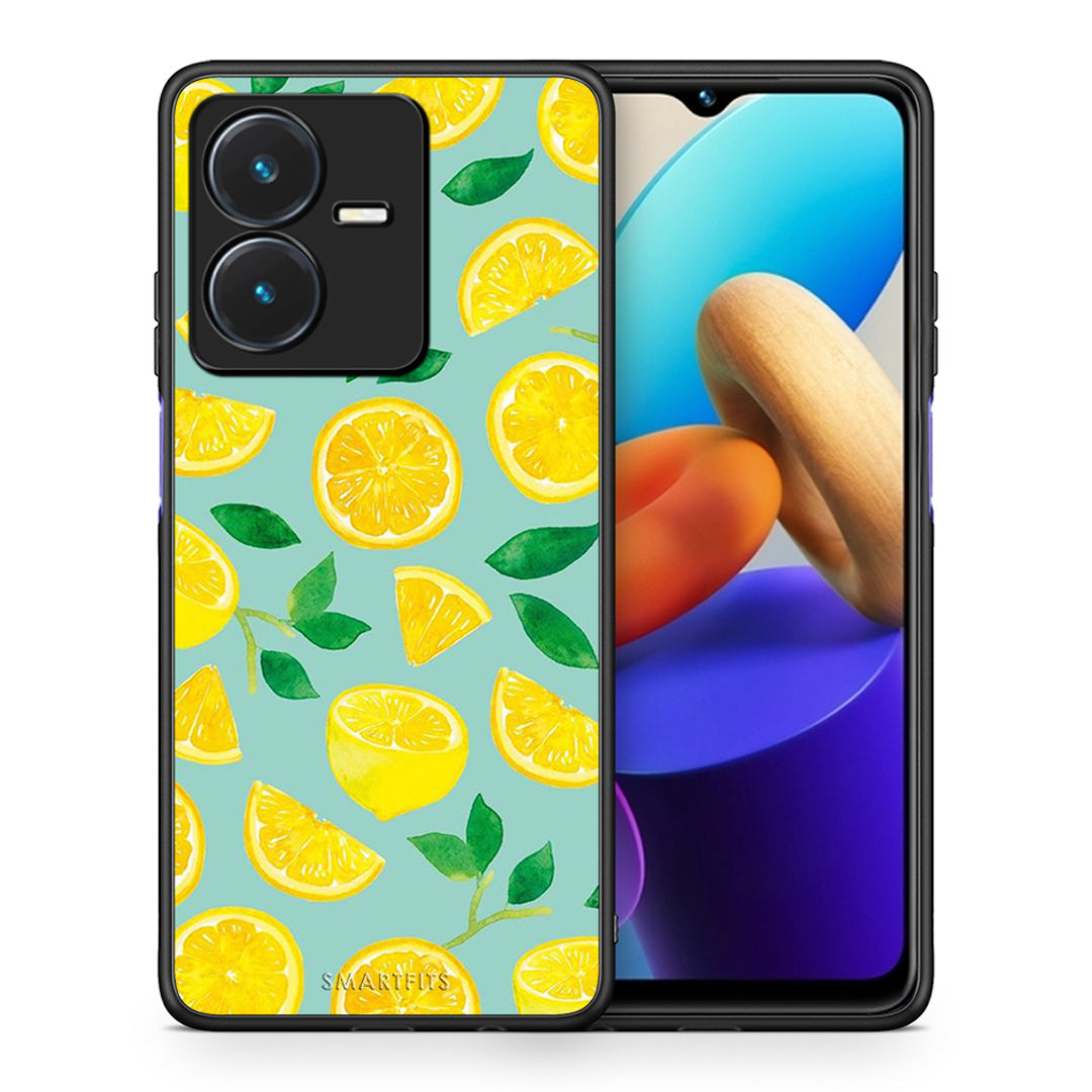 Θήκη Vivo Y22s Lemons από τη Smartfits με σχέδιο στο πίσω μέρος και μαύρο περίβλημα | Vivo Y22s Lemons case with colorful back and black bezels