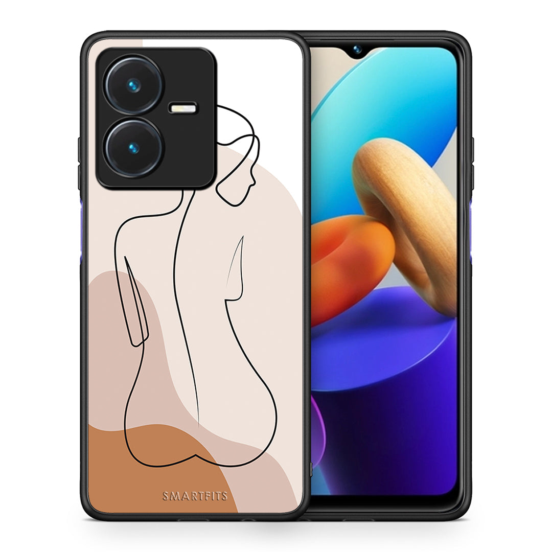 Θήκη Vivo Y22s LineArt Woman από τη Smartfits με σχέδιο στο πίσω μέρος και μαύρο περίβλημα | Vivo Y22s LineArt Woman case with colorful back and black bezels