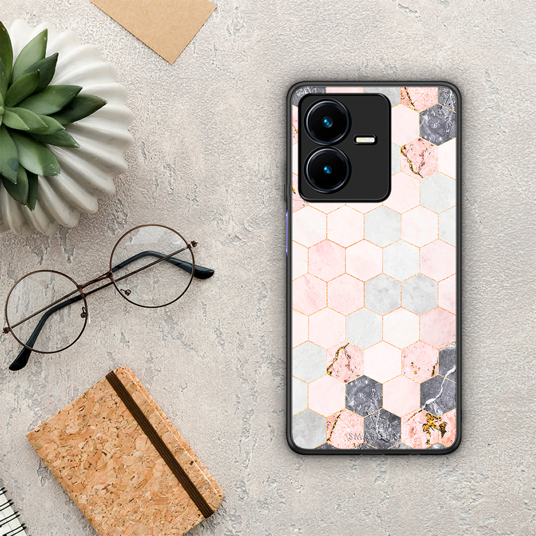 Marble Hexagon Pink - Vivo Y22 case