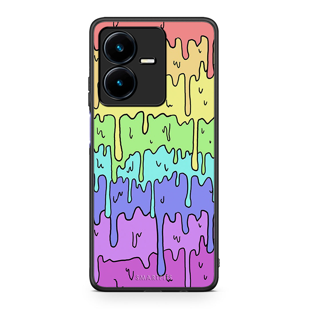 Vivo Y22s Melting Rainbow θήκη από τη Smartfits με σχέδιο στο πίσω μέρος και μαύρο περίβλημα | Smartphone case with colorful back and black bezels by Smartfits